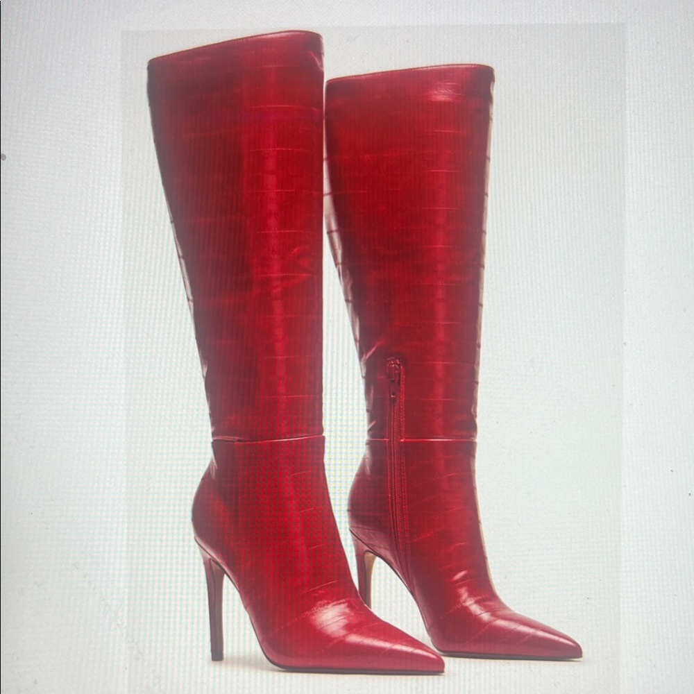 NWT: STEVE MADDEN NITRO RED EEL Stiletto Knee-High Boots - Size 7.5